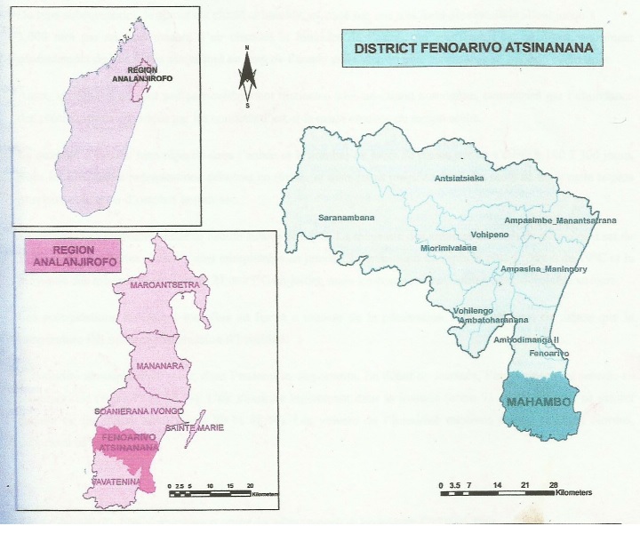 Carte localisation de Mahambo cote est de Madagascar