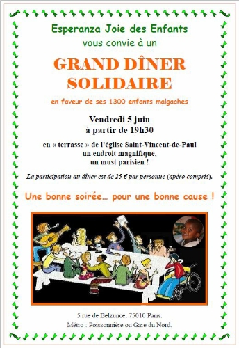 Invitation au dîner du 5 juin 2015